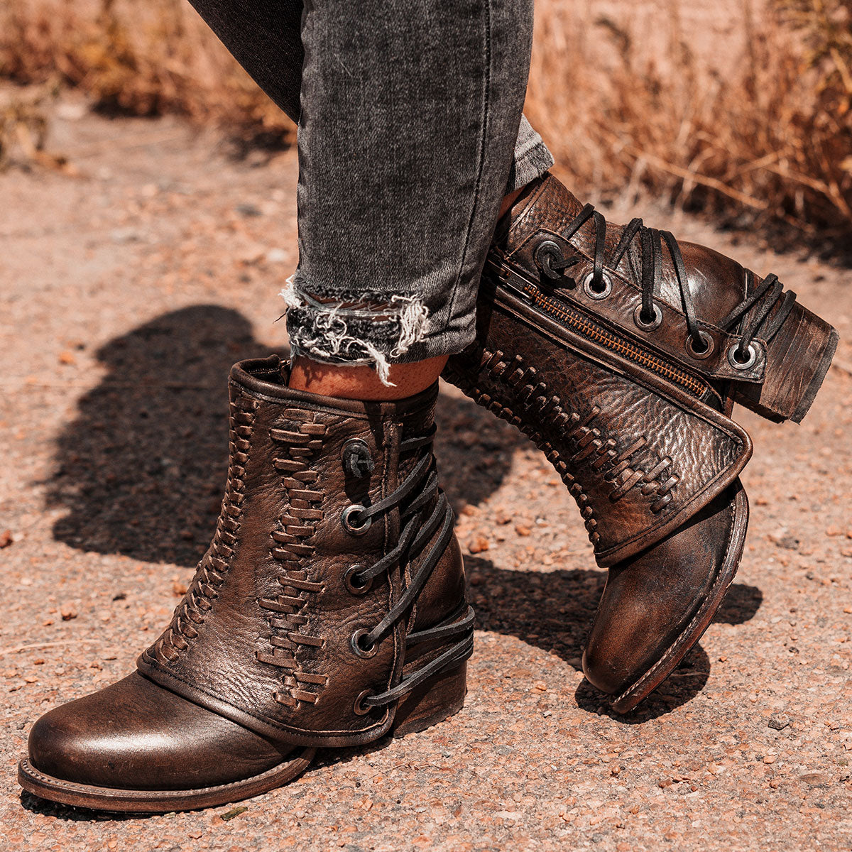 Distressed black leather booties best sale