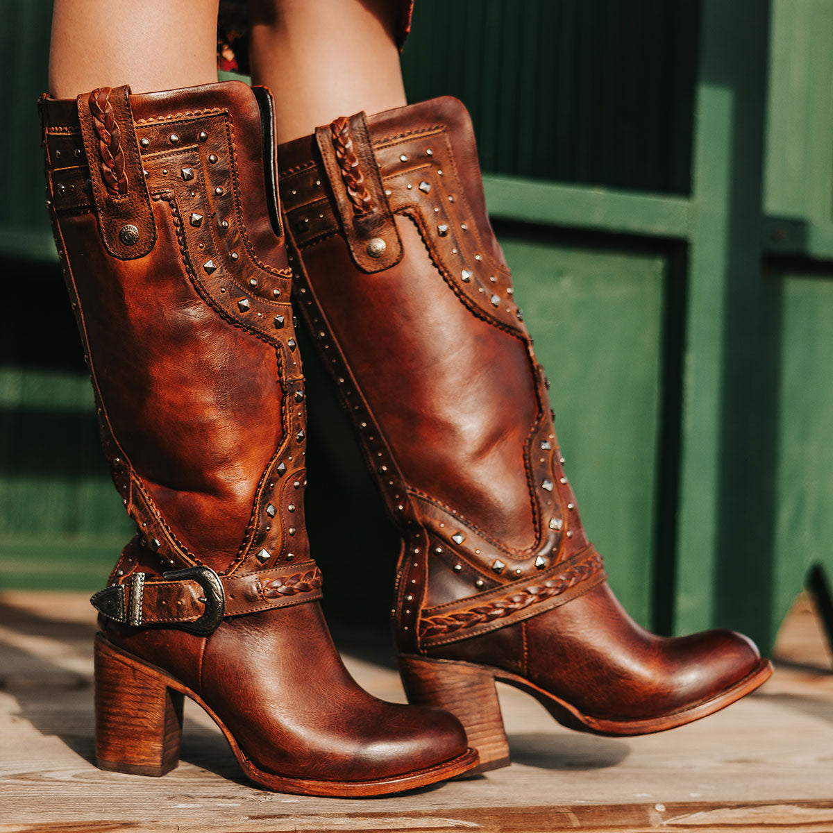 Round toe leather boots on sale