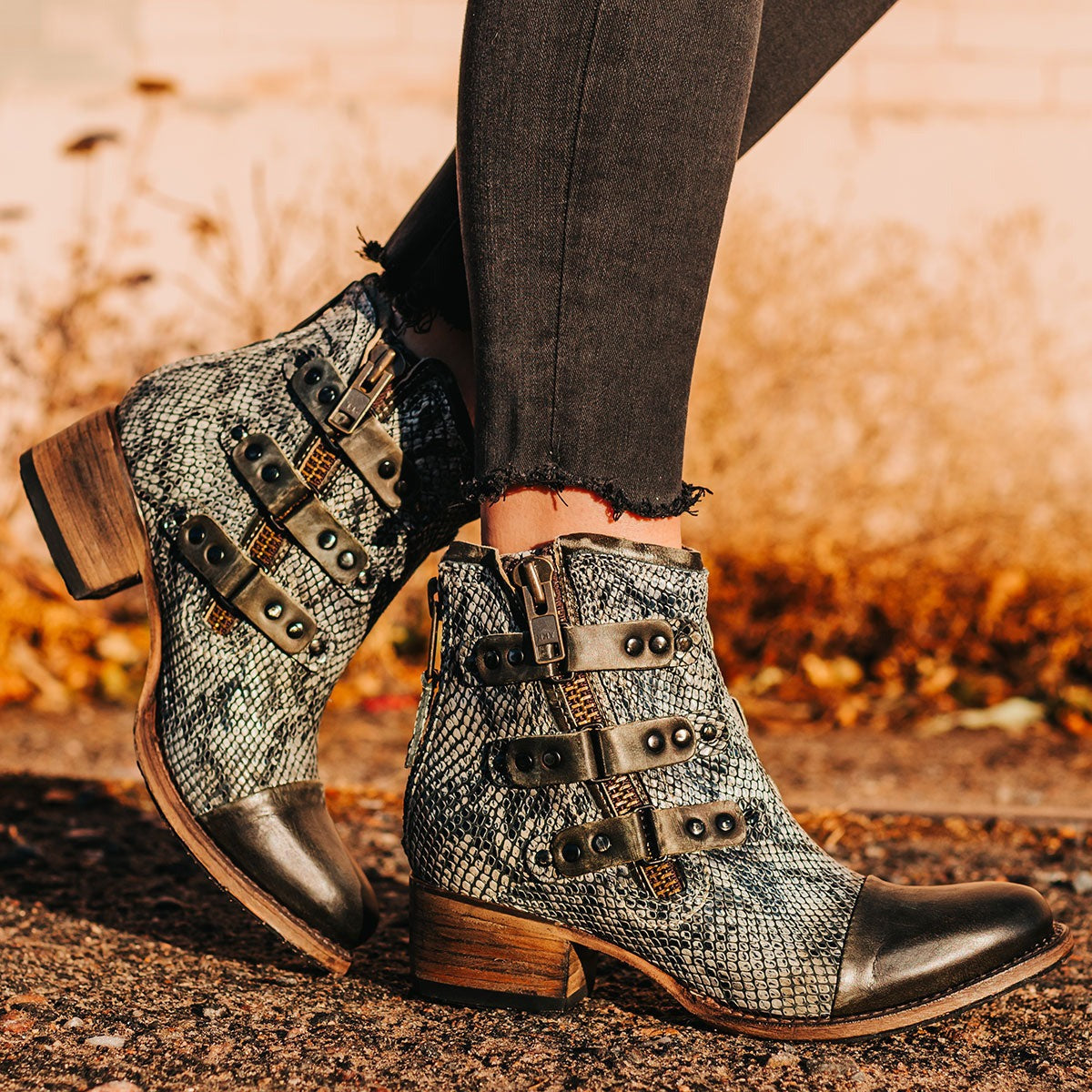 Freebird snakeskin booties sale