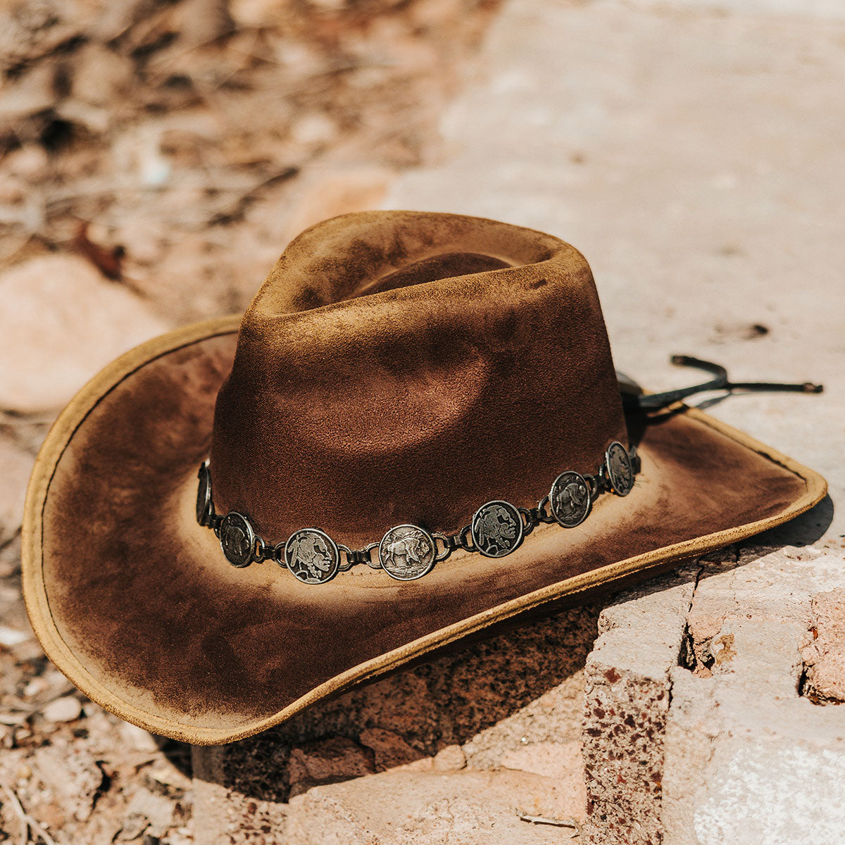 Distressed Brown Leather Western high quality Hat Size Medium