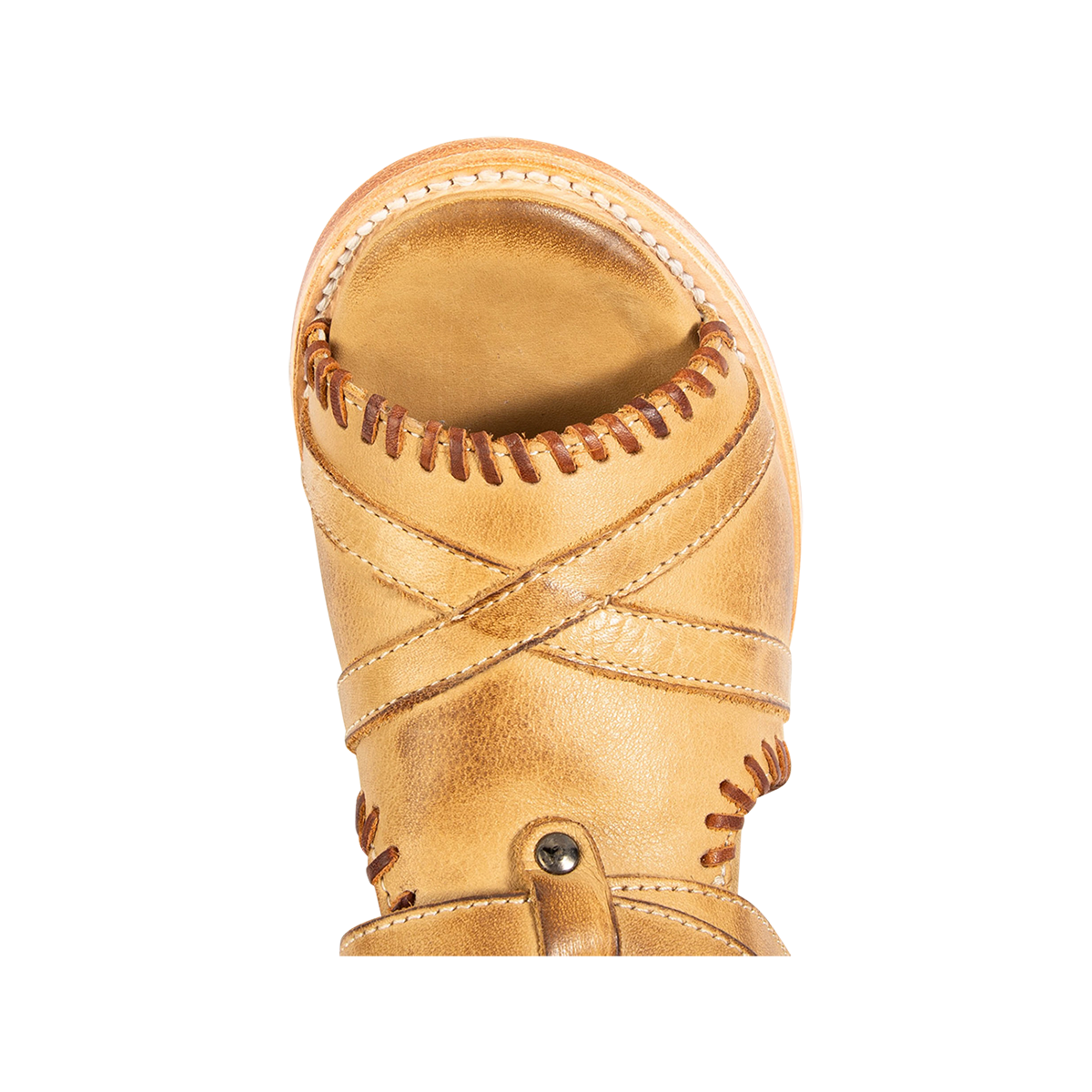 Leather sole imprinted with FREEBIRD on women's Brave natural leather sandal