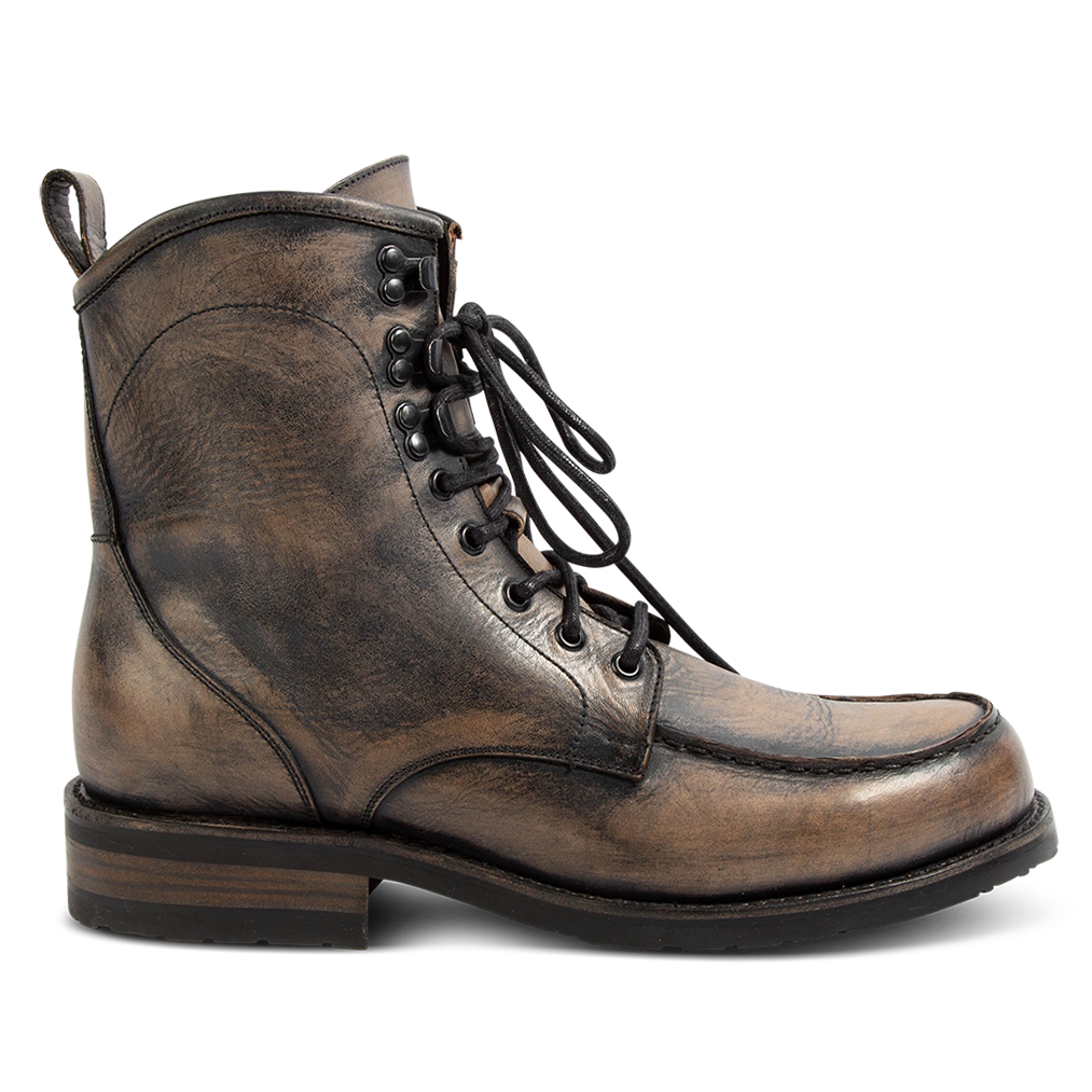 FREEBIRD men's Idaho steel leather boot with front tie lacing, a Goodyear welt and working brass zipper