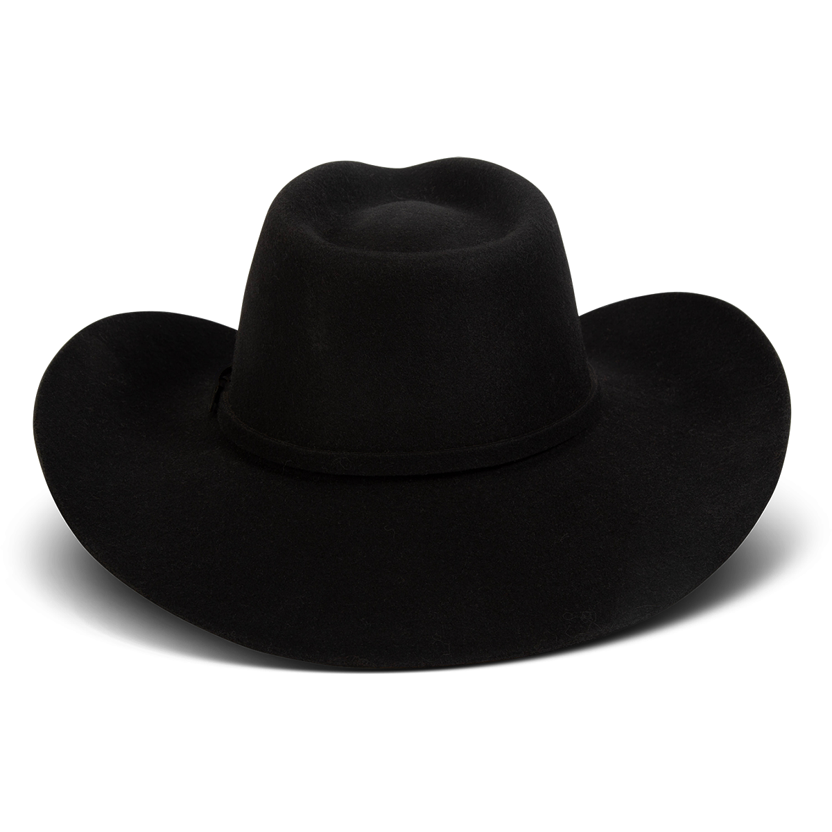 Back view showing FREEBIRD women's Kolten black wool hat with a curved brim and front pinch crown