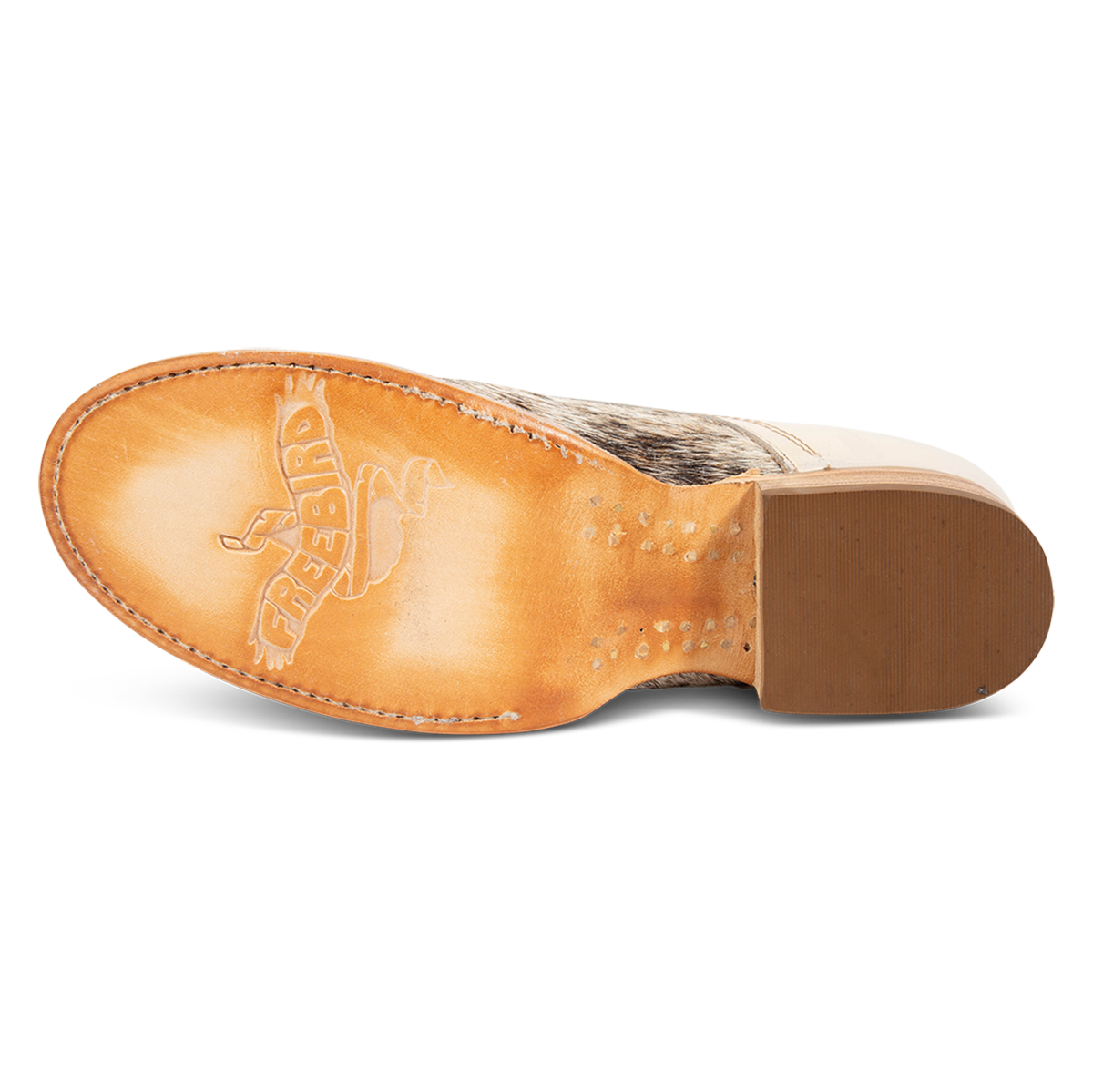 Leather sole imprinted with FREEBIRD